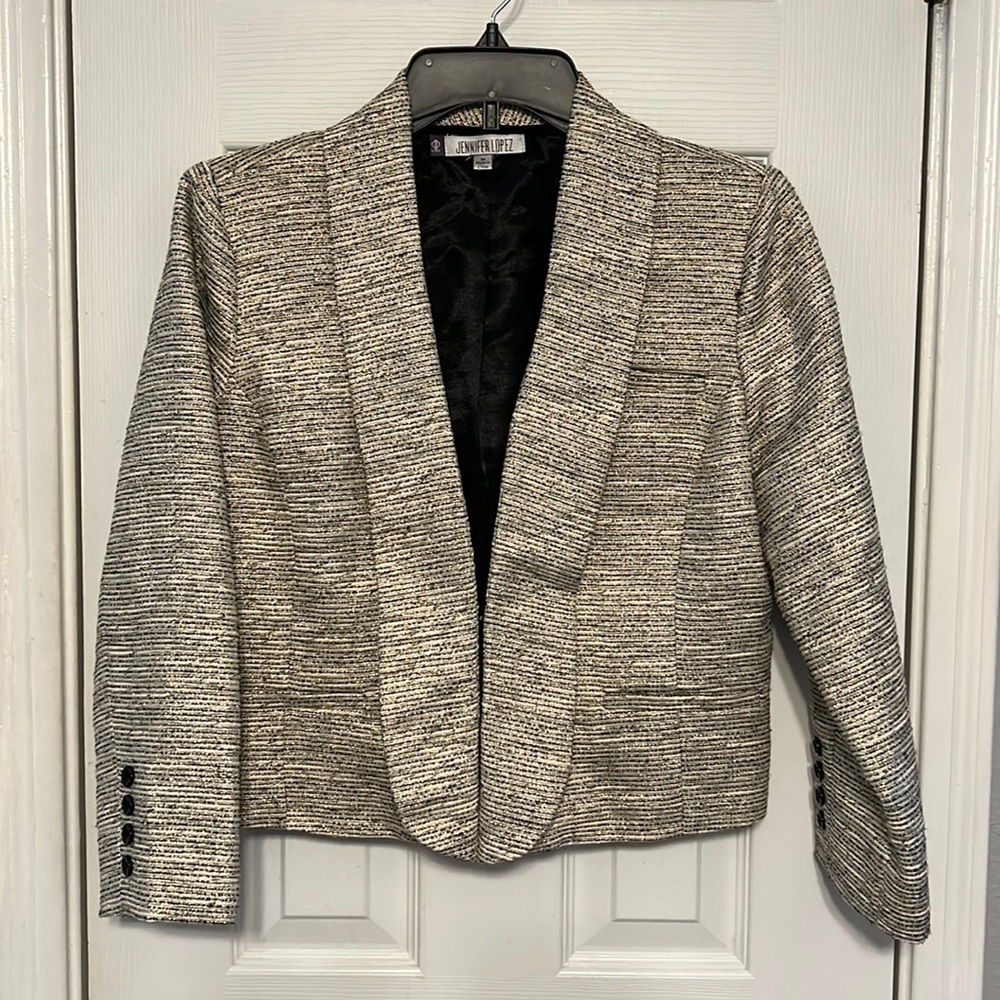 Black, gold, off-white blazer